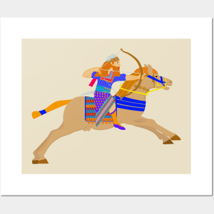 Ancient Persian Knight Archer Warrior Riding Horse Posters and Art